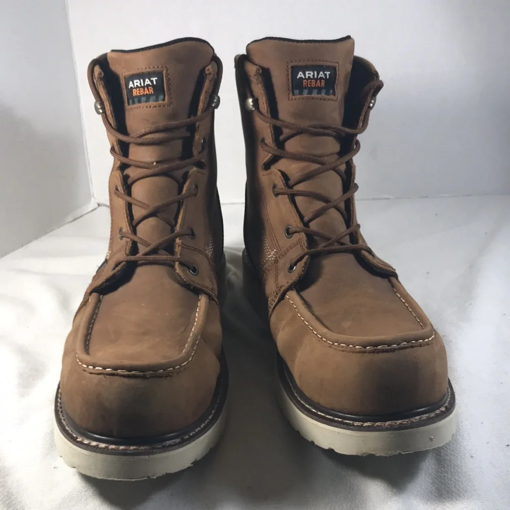 Ariat Men's Brown Rebar Wedge  Moc Toe 6” Waterproof Lace Up Work Boots